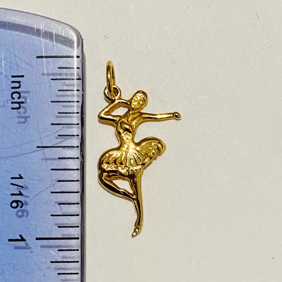 SOLID 14K solid gold ballerina ballet dancing charm - Picture 3 of 3